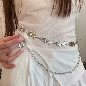 Silver Star Celestial Chain Belt for Women 42” Body decorations